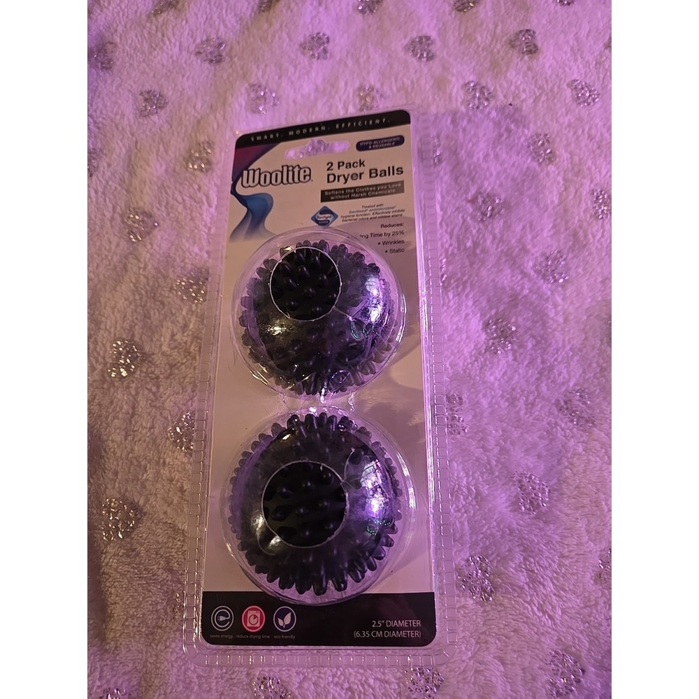 Woolite 2 Pack Dryer Balls Black Reusable Hypoallergenic W-82425